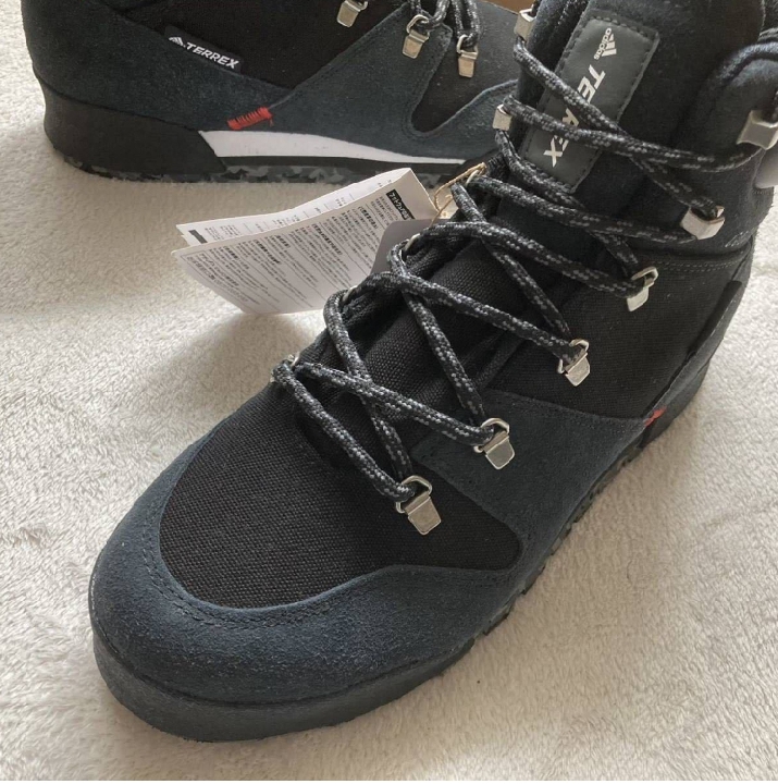 Adidas TERREX Snowpitch-Black รองเท้าเดินป่าบนหิมะเดินป่าปีนเขา