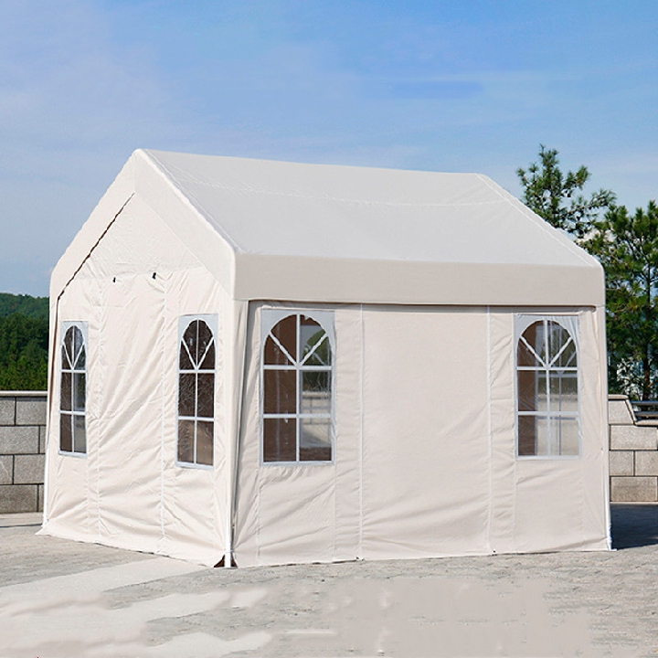 เต็นท์กลางแจ้งที่สามารถเคลื่อนย้ายได้อเนกประสงค์ขนาดใหญ่ม่านบังแดดกันแมลงกันฝนโรงรถเรียบง่ายพร้อมหน้าต่างสี่ด้านเต็นท์ในครัวเรือน