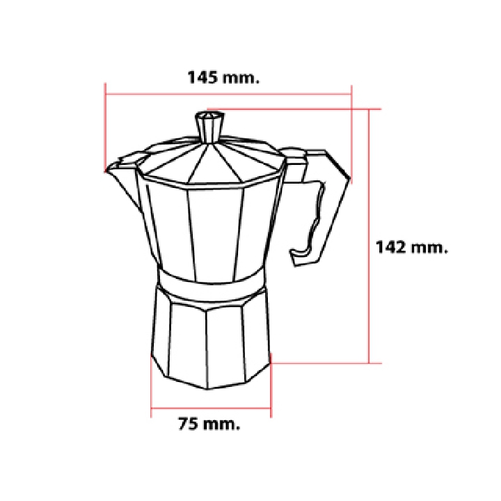 หม้อต้มกาแฟ มอคค่าพอท (MOKA POT) อลูมิเนียม 3 ถ้วย iMIX